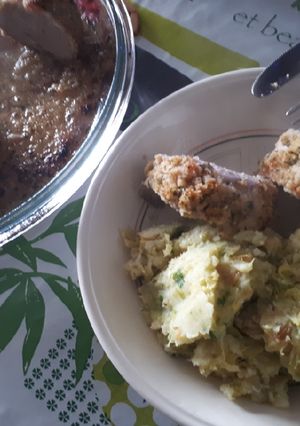 Une photo de Filet pur de porc en croûte et purée aux choux de Bruxelles