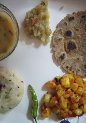 A picture of Farali thali for ramnavami.