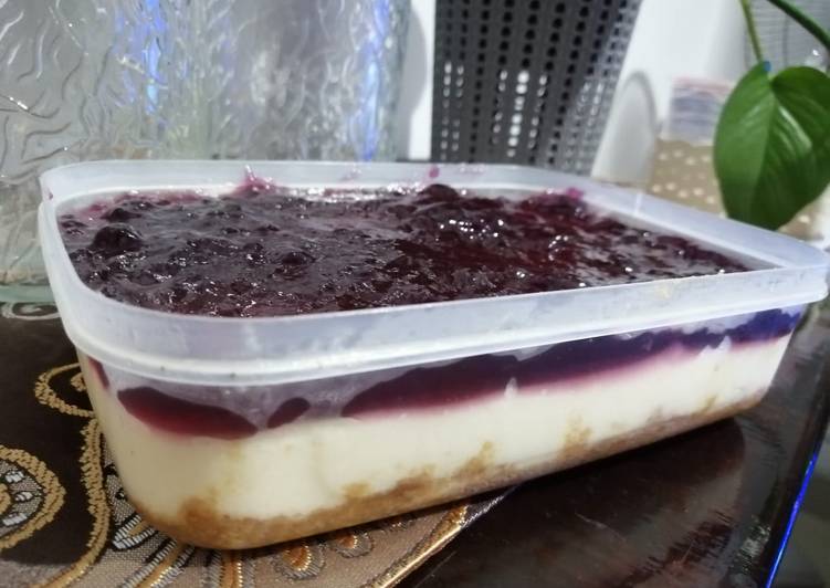 Tutorial membuat Blueberry Cheesecake Simple sedap