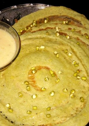 A picture of Sprout dosa or Pesarattu Dosa or Moong Dal Dosa.