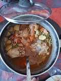 Guisado de Frango com Batata,Camarão e Ervilhas