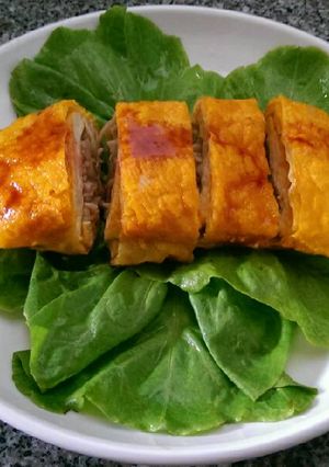 Hình của món Tàu Hủ Ky Cuộn Nấm (Món Chay).