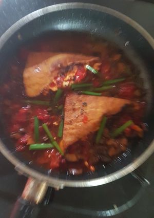 Hình của món Đậu hủ nhồi sốt gấc.