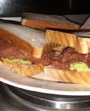 Avocado and corned beef sandwich