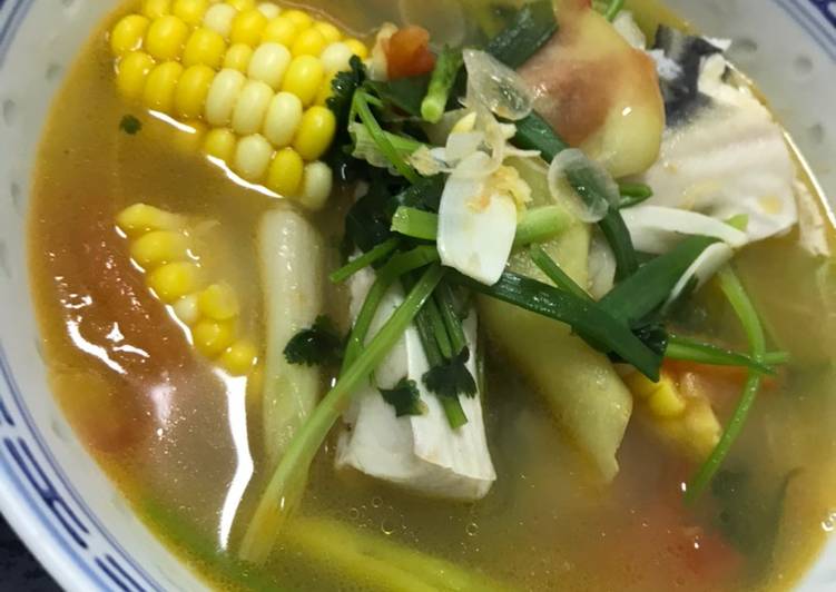 Proses mengolah Sup ikan bawal tofu Lezat