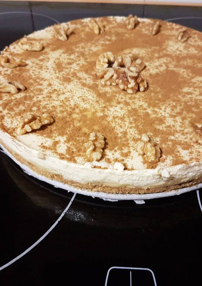 Una foto de Tarta de crema pastelera y queso