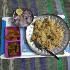 Soya chunas pulao A picture of Soya chunas pulao.