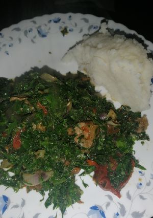 A picture of Beef sukuma wiki/kales.