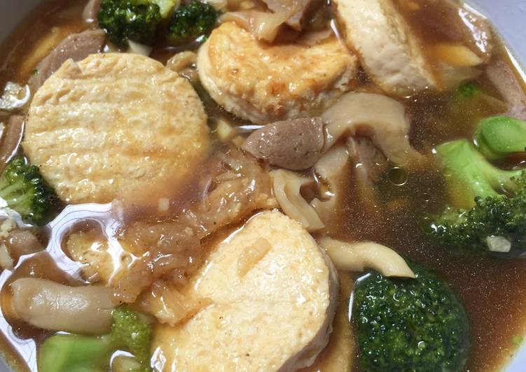 Cara Gampang Menyiapkan Tofu Brokoli Jamur Bakso Siram yang Menggugah Selera