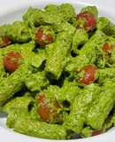 Tortiglioni in Cream Cheese and Spinach Pesto