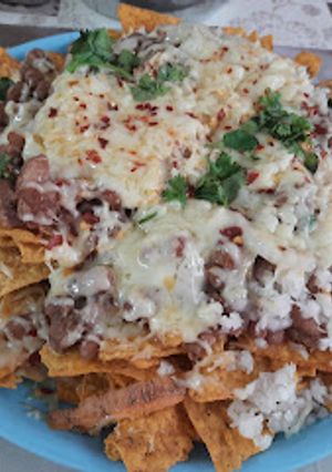 A picture of Nachos with salsa.