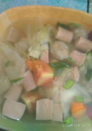 Foto resep Sayur bening kol sosis bakso