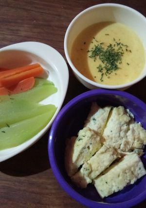 Foto resep MPASI 11M - Sup Jagung dng telur dadar n Sayur rebus