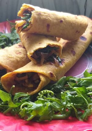 A picture of Potato Saag Roll.