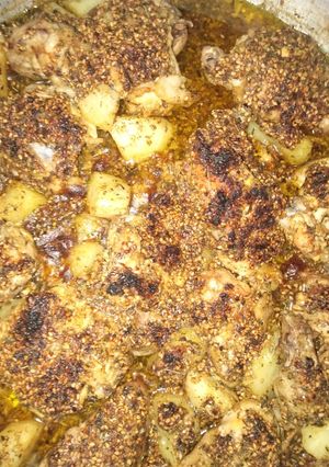 صورة لوصفة دجاج بالزيت والزعتر