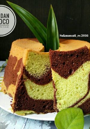 Foto resep Pandan Choco Chiffon Cake