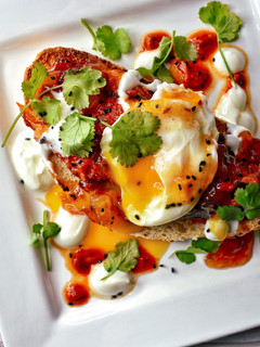 A picture of Masala Mackerel Fillets & Poached Egg On Toast.