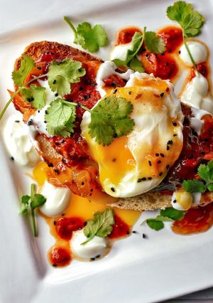 A picture of Masala Mackerel Fillets & Poached Egg On Toast.