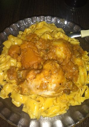 Una foto de Fideos caseros de zapallo brasilero