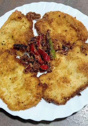 Una foto de Filetes de pollo empanados a la barbacoa