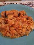 Wok de arroz con pulpa de cerdo