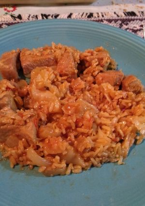 Una foto de Wok de arroz con pulpa de cerdo