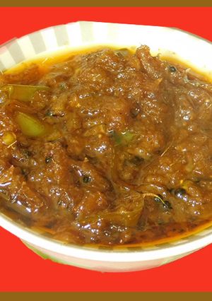 A picture of Inji puli (Ginger Tamarind chutney).