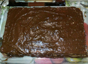 Una foto de Pastel de chocolate y galleta