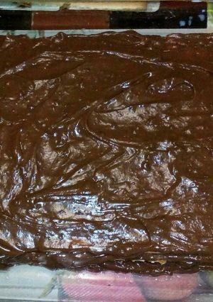Una foto de Pastel de chocolate y galleta