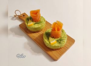 Une photo de Cheesecake aux petits pois / truite fumée