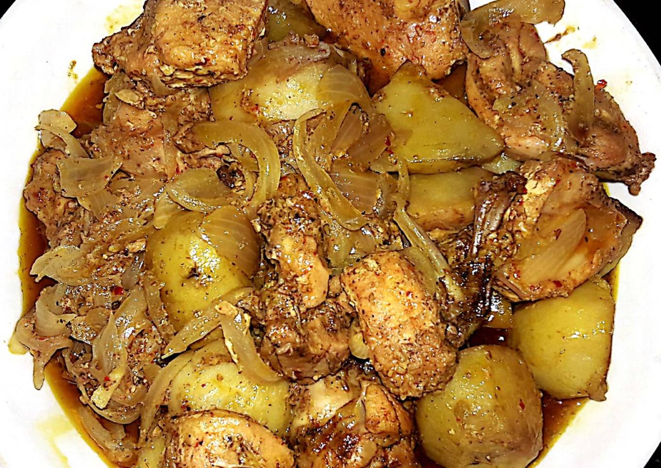 Potato fried chicken curry