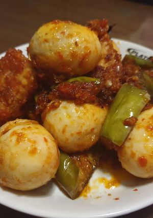 Foto resep Telur tempe terong balado