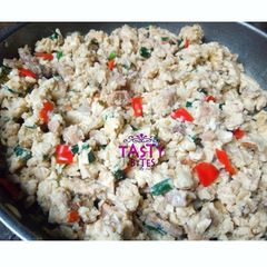 A picture of Scrambled egg with chicken.