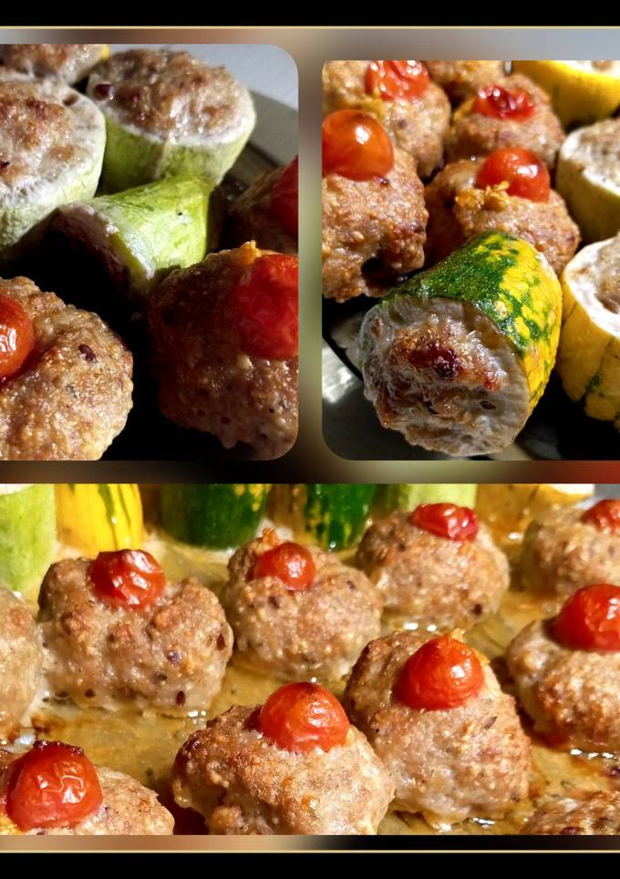 🔸 Фаршировані кабачки і котлети з помідорами Черрі запечені в духовці 🔸