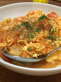A picture of Tomato and egg stirfry 🍳.