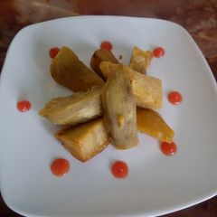 A picture of Deep fried sweet potatoes #author marathon#.