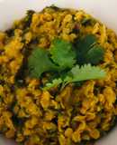 Carrot top and red lentil dal - vegan