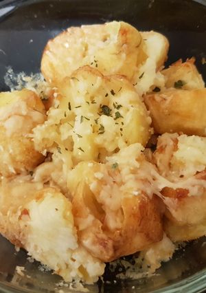 A picture of Parmesan smashed Roast Potatoes.