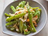 Judías verdes con gambas y surimi, 8 minutos en olla rápida
