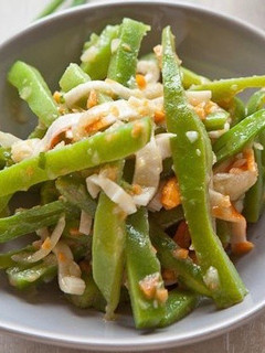 Una foto de Judías verdes con gambas y surimi, 8 minutos en olla rápida