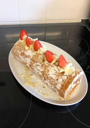A picture of Gluten Free Almond and Lemon Meringue Roulade.