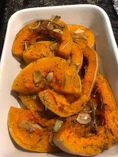 Una foto de Calabaza o zapallo al horno como guarnición