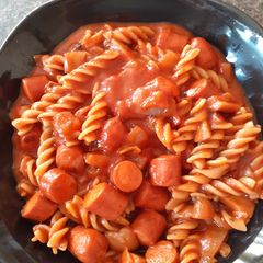 One Pan Hot Dog Pasta-Gluten, Wheat and Dairy Free A picture of One Pan Hot Dog Pasta-Gluten, Wheat and Dairy Free.