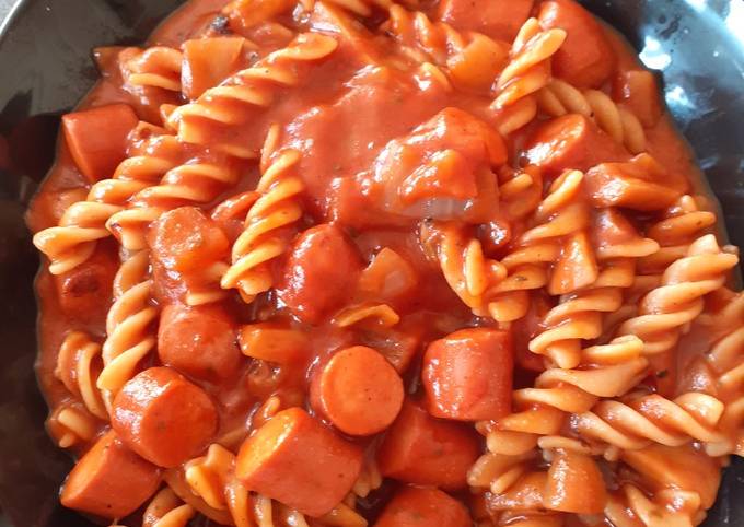 Simple Way to Prepare Quick One Pan Hot Dog Pasta-Gluten, Wheat and Dairy Free