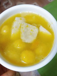 Hình của món Chè khoai sọ bí đỏ viên.