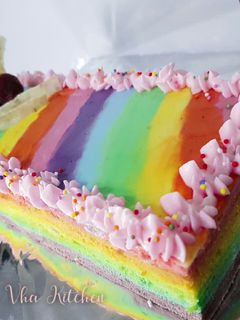 Foto resep Rainbow cake kukus lembut dan mudah