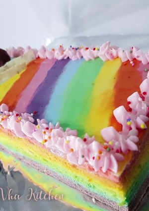 Foto resep Rainbow cake kukus lembut dan mudah