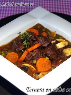Una foto de Ternera en salsa con verduras en olla exprés rápida