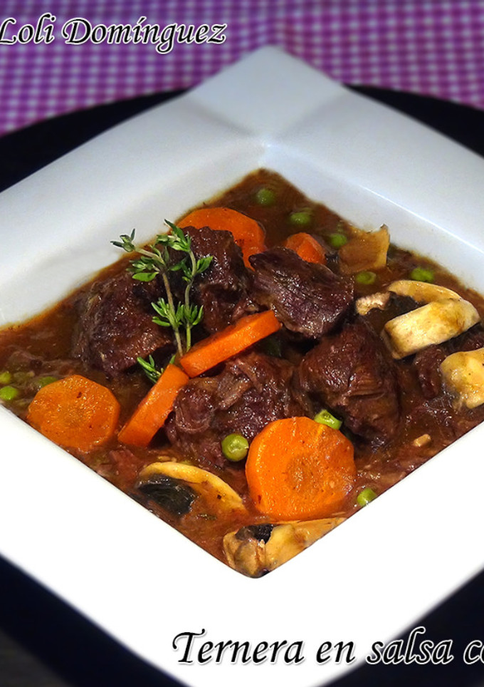 Una foto de Ternera en salsa con verduras en olla exprés rápida