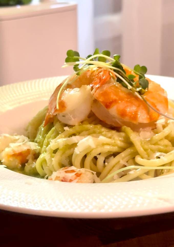 Салатно-креветочна паста🍝